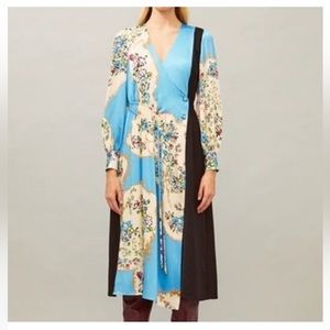 NWT Tory Burch Silk Porcelain Floral Printed Drawstring Dress